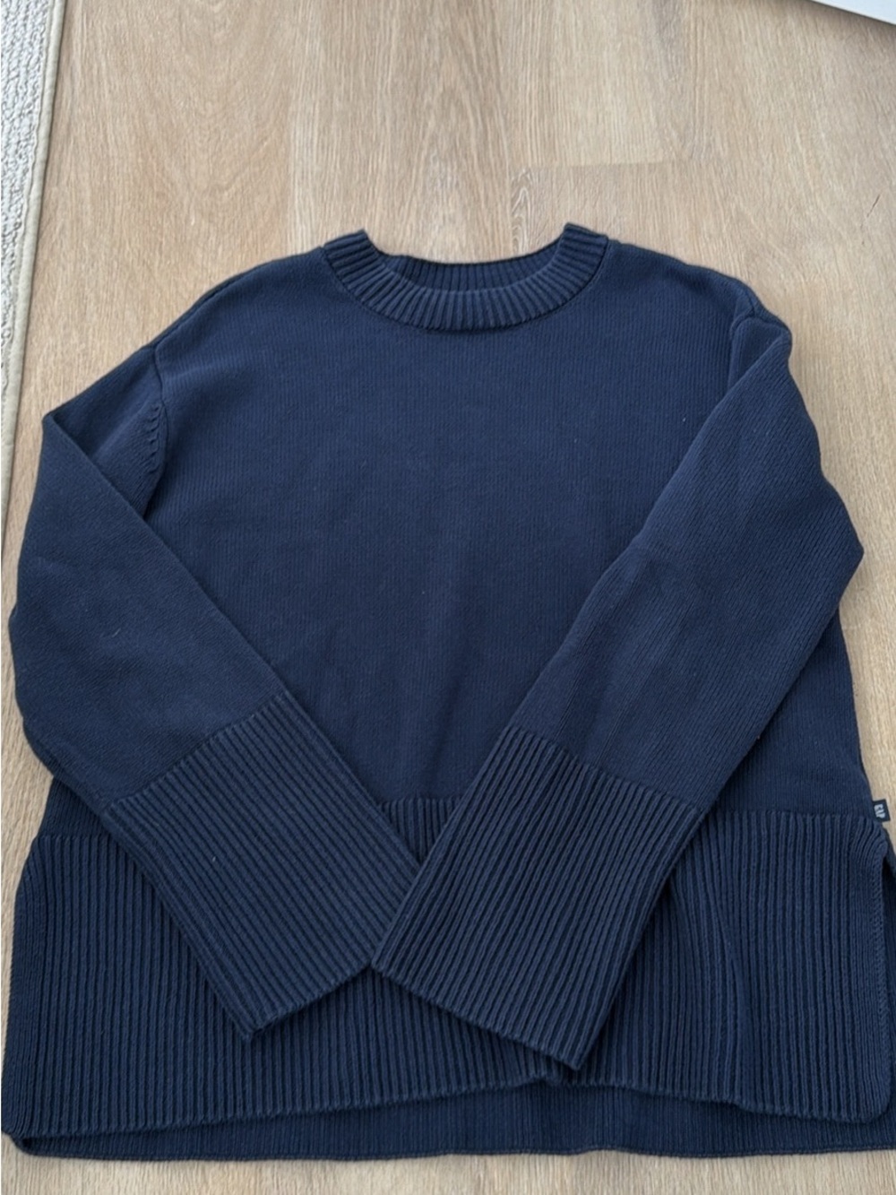 GAP Navy Ribbed Hem Crewneck Sweater